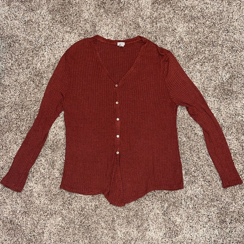 Women’s A New Day Rust Colored Button Up Sweater - image 1
